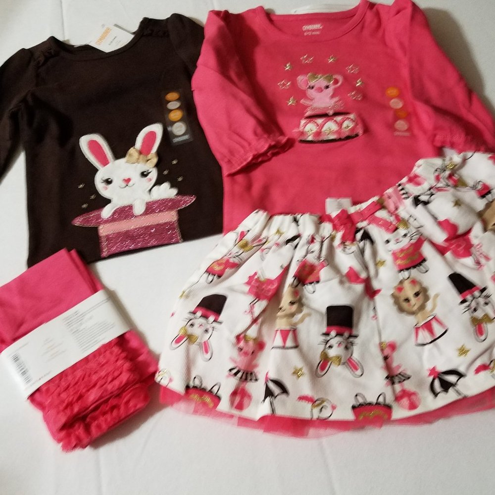Gymboree Star of the Show NWT 6-12 month Shirt, bodysuit, leggings & skirt w dia